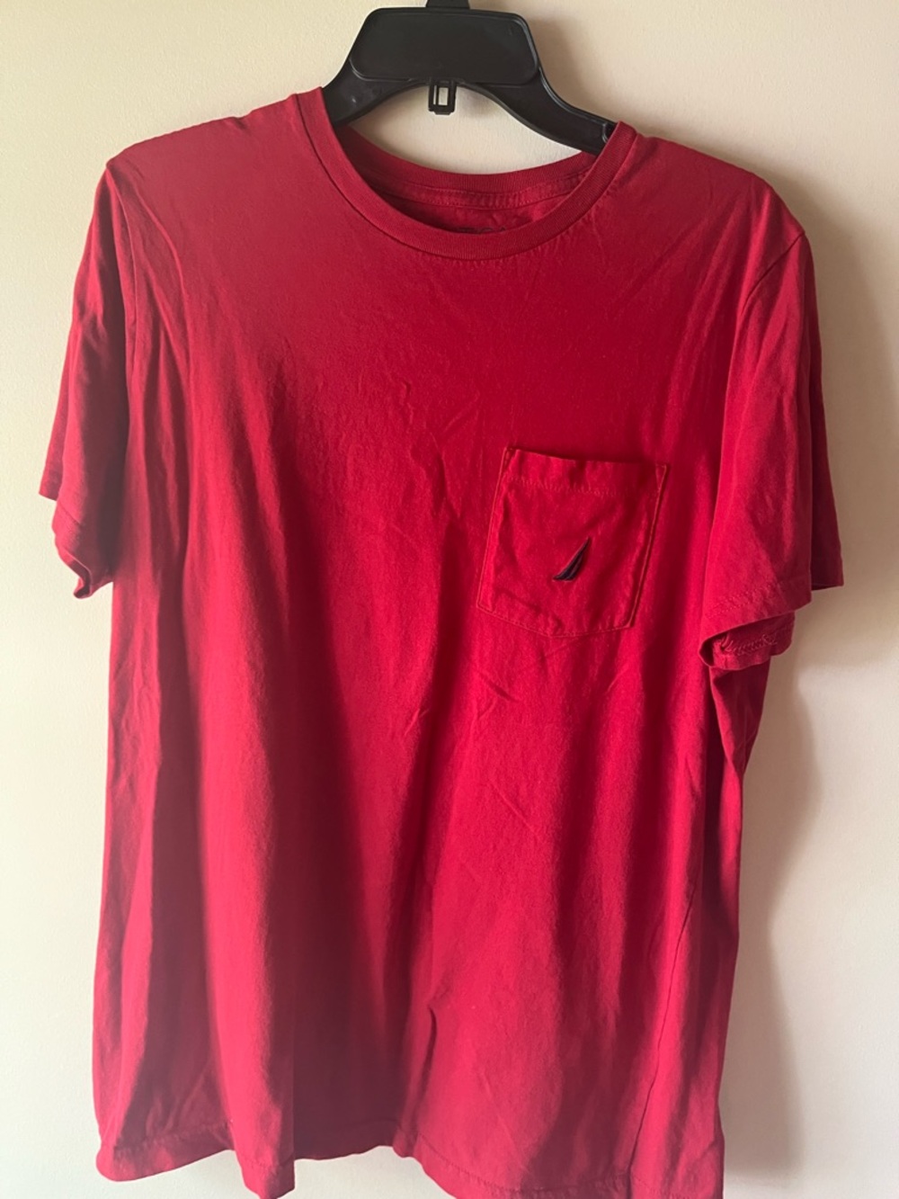 Nautica Red Short Sleeve Pocket Tee